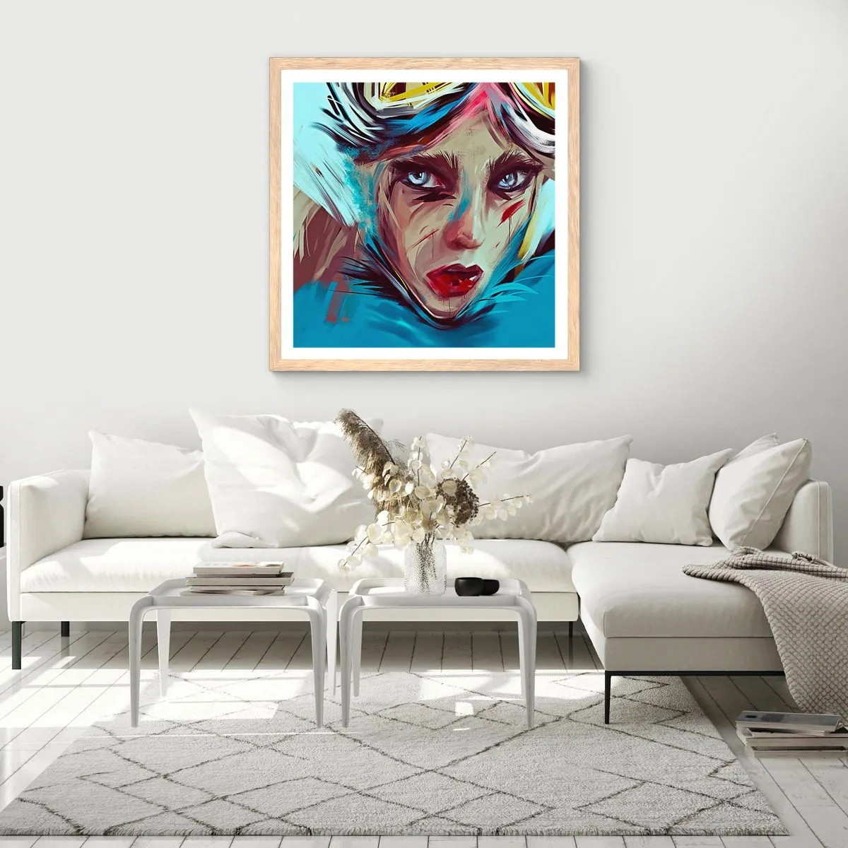 Poster in einem Rahmen aus heller Eiche - Strassenkämpferin - 50x50 cm