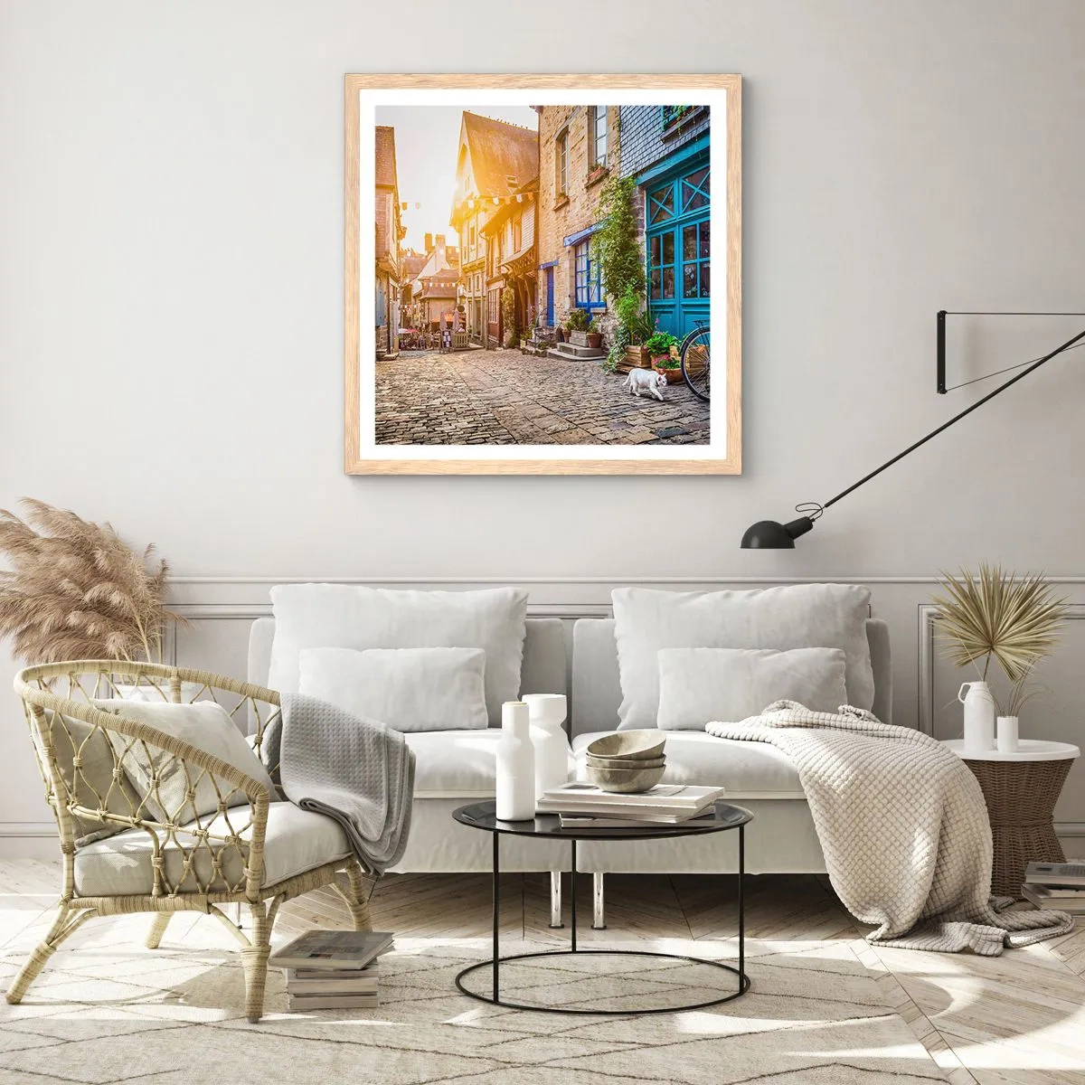 Poster in einem Rahmen aus heller Eiche - Der weiße Geist der Stadt - 30x30 cm