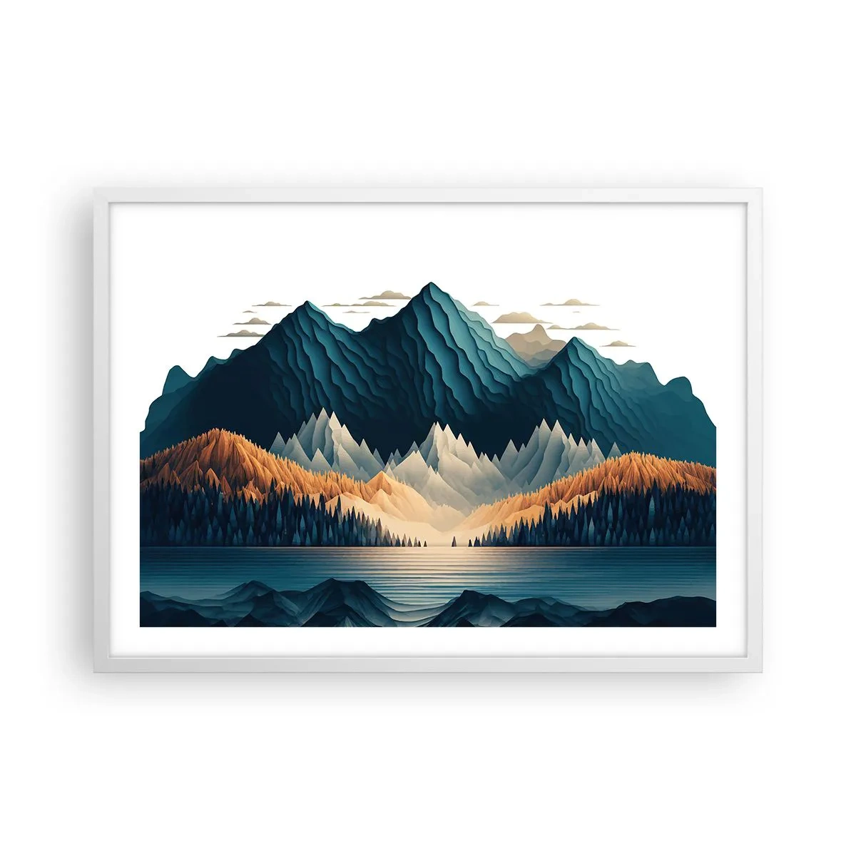 Poster in einem weißen Rahmen - Perfekte Berglandschaft - 70x50 cm