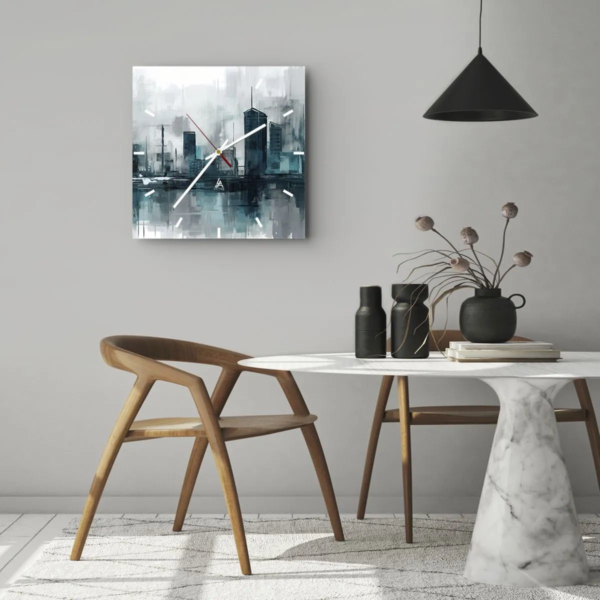 Wanduhr - Glasuhr - Eine Stadt in der Farbe des Regens - 40x40 cm