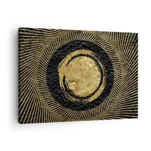 Bild auf Leinwand - Leinwandbild - Geometrische Komposition in Schwarz und Gold mit Strahlen - 70x50cm - Glamour-Komposition - Moderne Wanddekoration für Wohnzimmer und Schlafzimmer ARTTOR