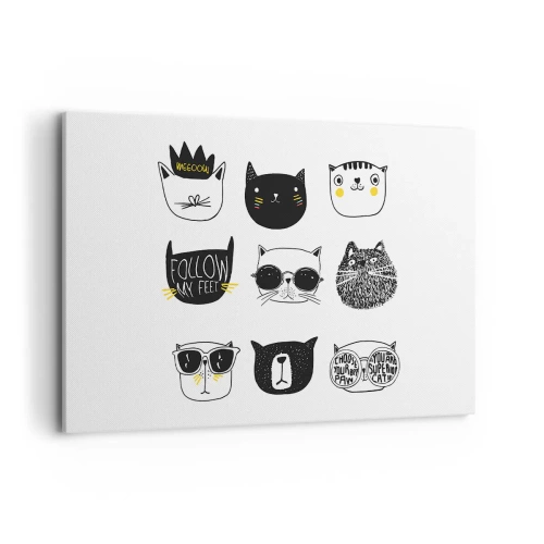 Bild auf Leinwand - Leinwandbild - Stilvolle Katzenillustrationen im minimalistischen Stil - 120x80cm - Jeder andere - Moderne Wanddekoration für Wohnzimmer und Schlafzimmer ARTTOR