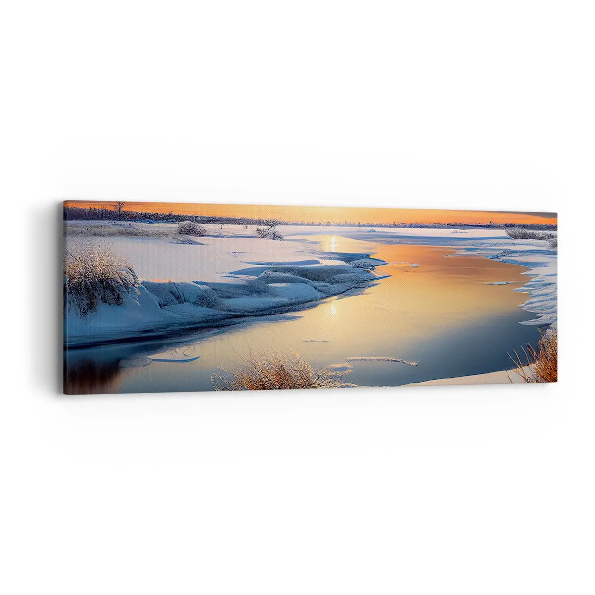 Bild auf Leinwand - Leinwandbild - Wintersonnenuntergang - 90x30 cm