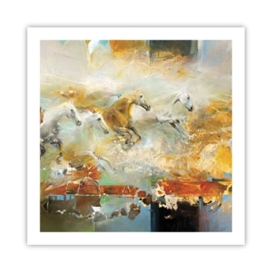 Poster - Im Galopp durch das Licht - 60x60 cm