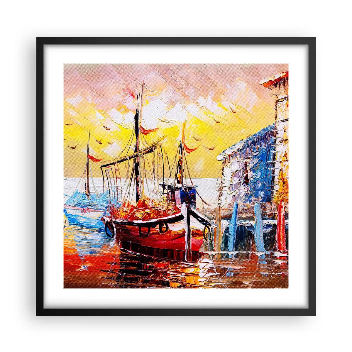 Poster in einem schwarzem Rahmen - Glückliche Rückkehr - 50x50 cm