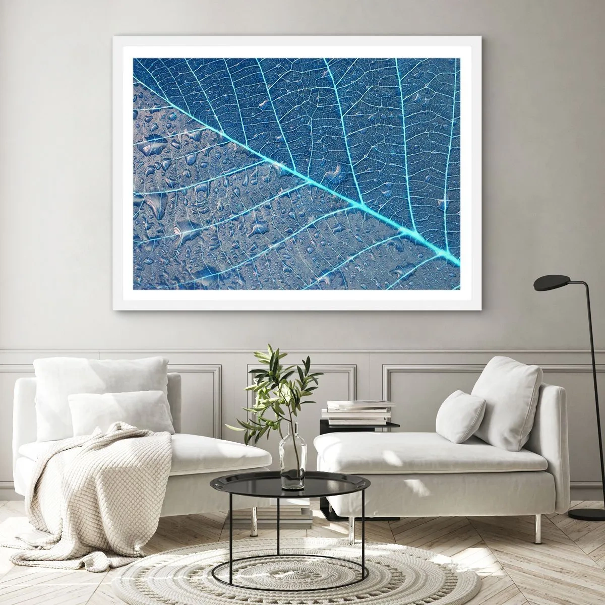 Poster in einem weißen Rahmen - Leben in Blau - 40x30 cm