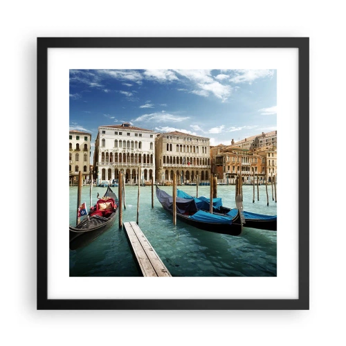 Poster in einem schwarzem Rahmen - Paläste in Blau - 40x40 cm