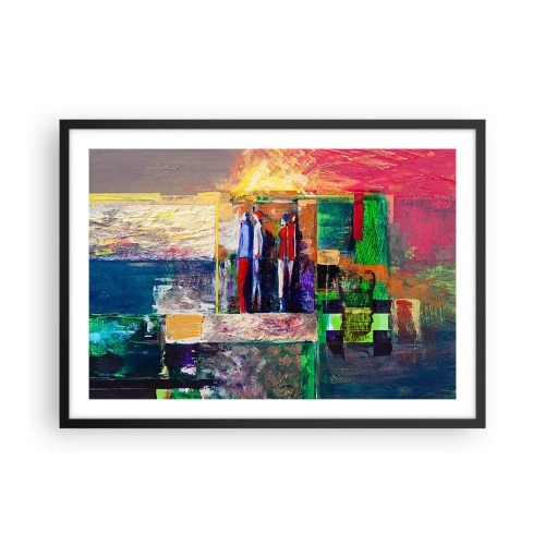 Poster in einem schwarzem Rahmen - Abstrakte Komposition mit Figuren und geometrischen Mustern - 70x50cm - Beziehungen und Emotionen - Moderne Wanddekoration für Wohnzimmer und Schlafzimmer ARTTOR