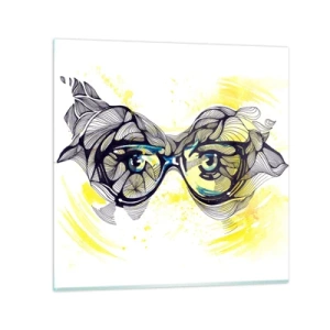 Glasbild - Bild auf glas - Durch blaue Brille - 40x40 cm