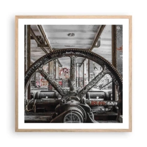 Poster in einem Rahmen aus heller Eiche - Das geheime Leben der Fabrik - 60x60 cm