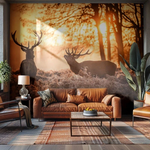 Fototapete Standard Eco - Der Traum eines Jägers - Landschaft, Reh, Jagd - 200x140 cm