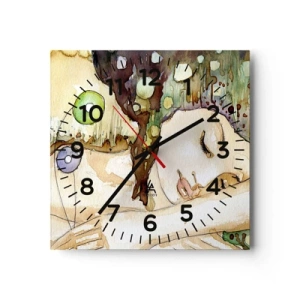 Wanduhr - Glasuhr - Ein smaragd-violetter Traum - 40x40 cm