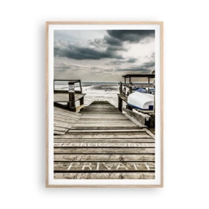 Poster in einem Rahmen aus heller Eiche - Mitternachtsstrand - 70x100 cm