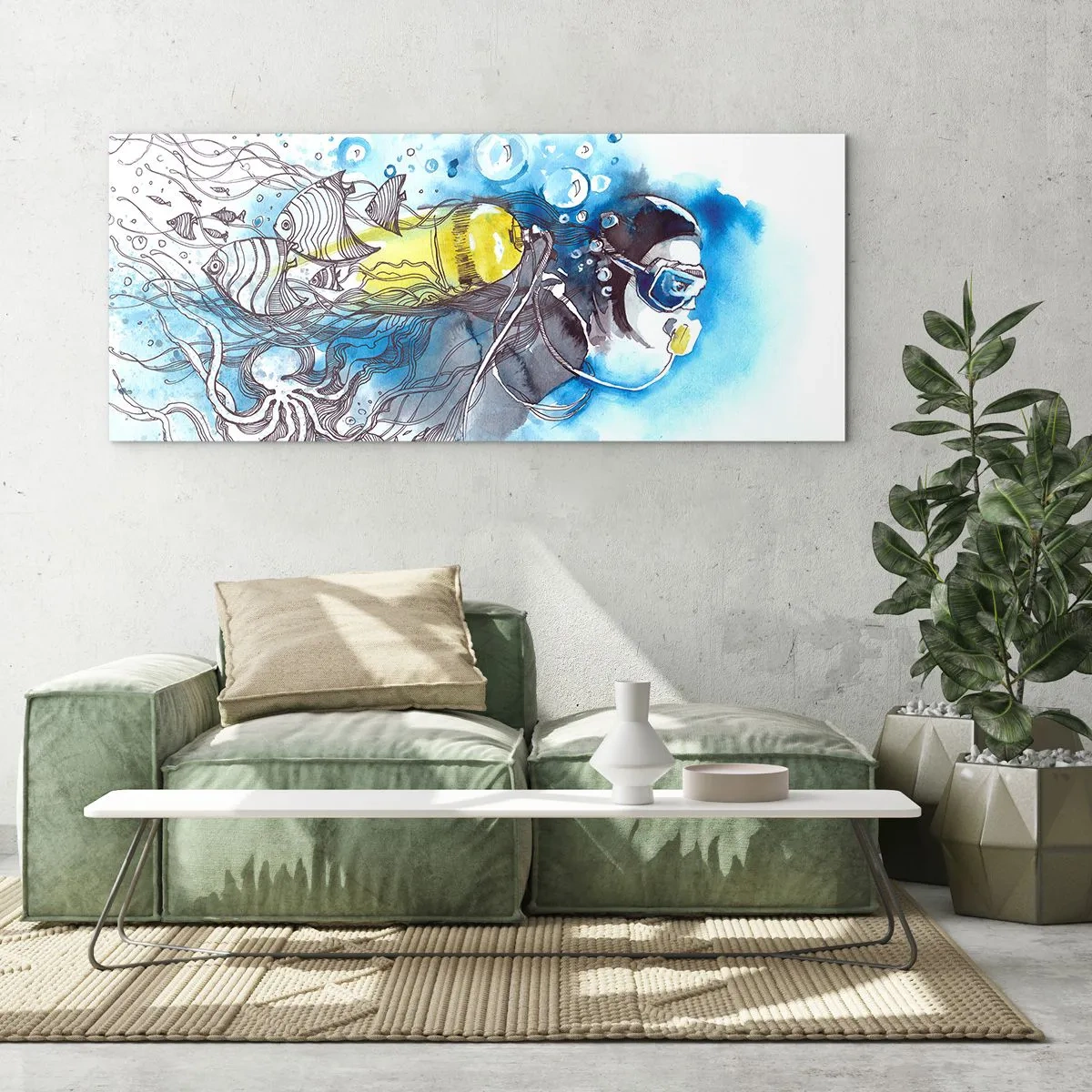 Glasbild - Bild auf glas - Tolles Blau - 90x30 cm
