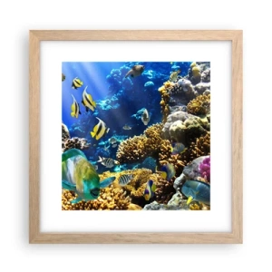 Poster in einem Rahmen aus heller Eiche - Viel Verkehr auf dem Ferienweg - 30x30 cm