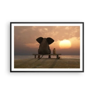 Poster in einem schwarzem Rahmen - Es tut gut zusammen zu schweigen - 91x61 cm