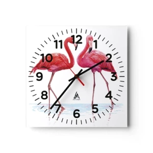 Wanduhr - Glasuhr - Rosa randez-vous - 40x40 cm