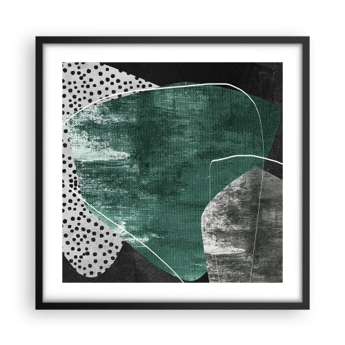Poster in einem schwarzem Rahmen - Bunte Abstraktion mit Blattgold - 50x50 cm
