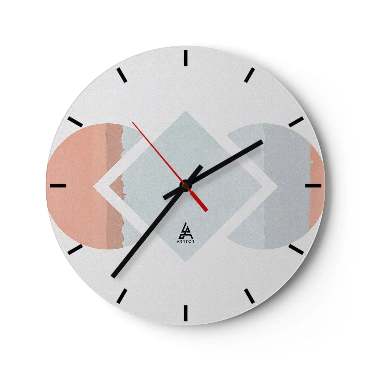 Wanduhr - Glasuhr - Geometrische Komposition in Pastellfarben - 30x30cm - Die Situation ist klar - Moderne Wanddekoration für Wohnzimmer, Küche und Schlafzimmer ARTTOR