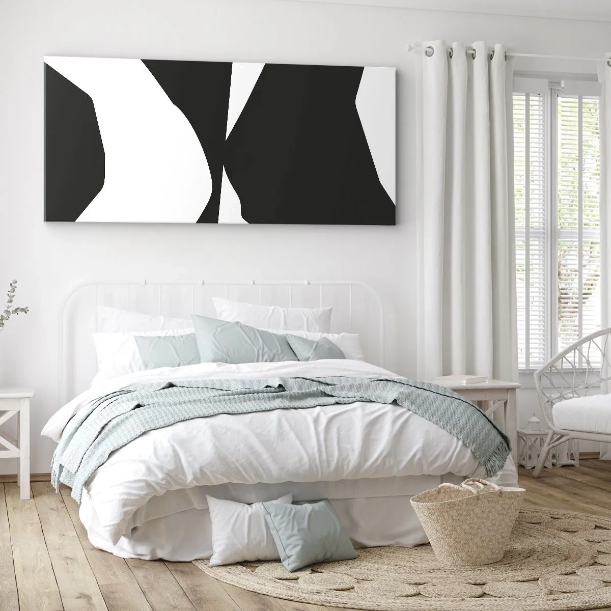 Bild auf Leinwand - Leinwandbild - Abstraktes Kontrastmuster in Schwarz und Weiß - 140x50cm - Positiv negativ - Moderne Wanddekoration für Wohnzimmer und Schlafzimmer ARTTOR