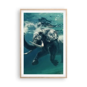 Poster in einem Rahmen aus heller Eiche - Jeder schwimmt gerne - 61x91 cm