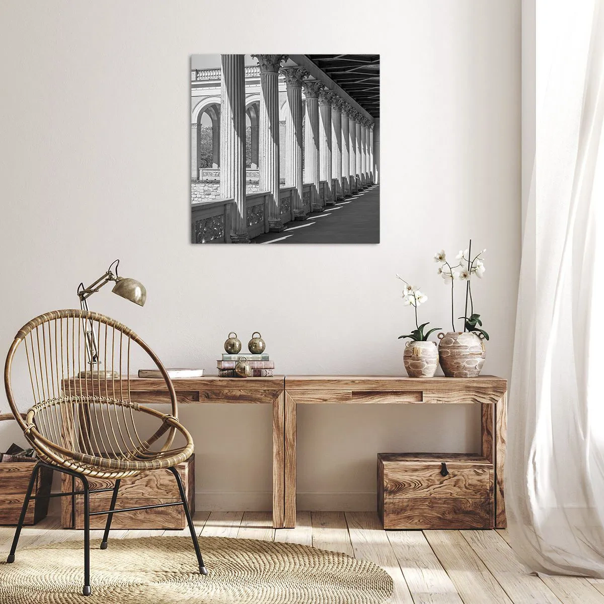 Bild auf Leinwand - Leinwandbild - Sonnige Arkade - 70x70 cm