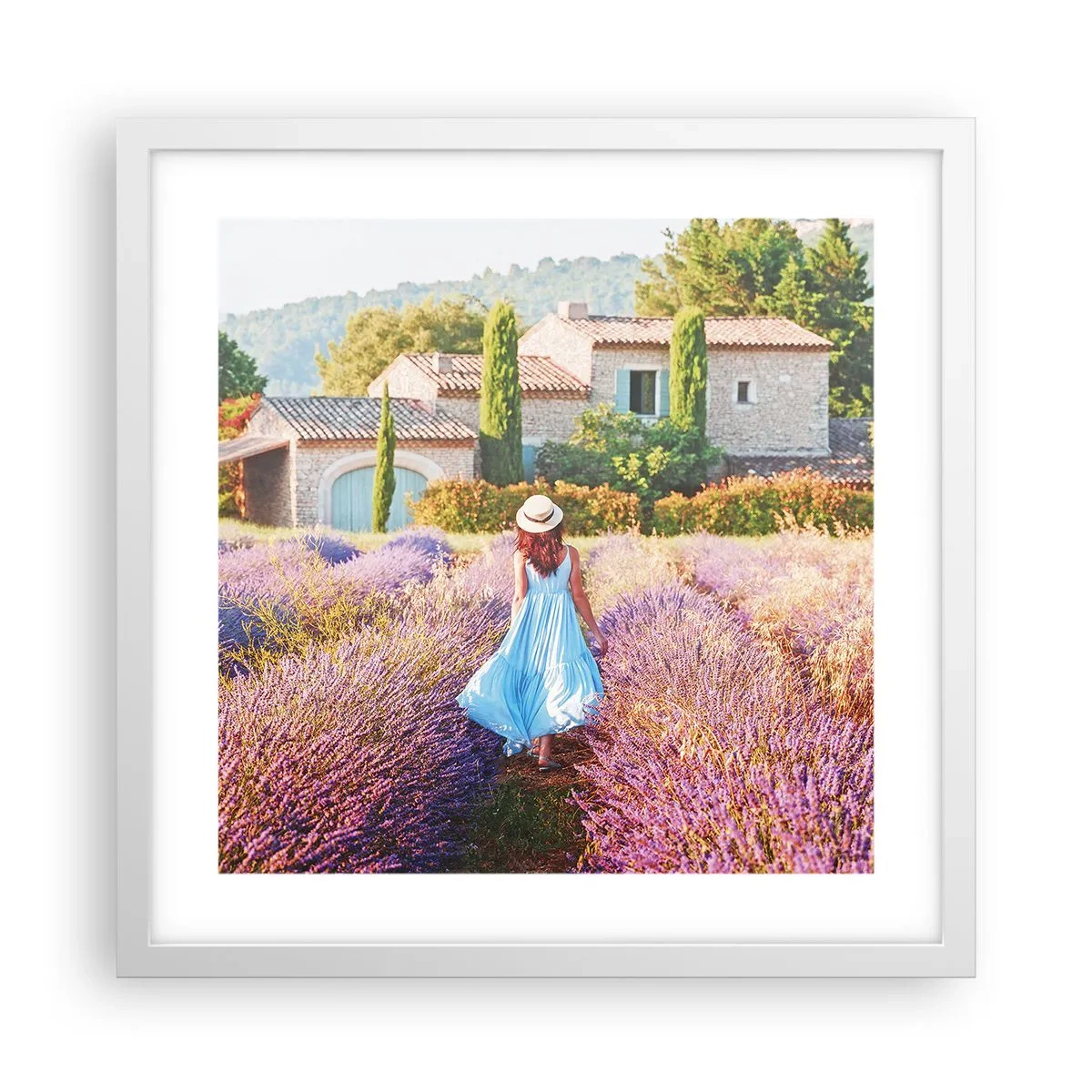 Poster in einem weißen Rahmen - Lavendel Mädchen - 40x40 cm