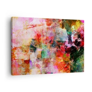 Bild auf Leinwand - Leinwandbild - Eine abstrakte Komposition mit dominanten Rosa- und Rottönen. - 70x50cm - Eine Reise durch die Rosen - Moderne Wanddekoration für Wohnzimmer und Schlafzimmer ARTTOR