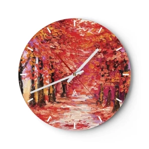 Wanduhr - Glasuhr - Herbstlicher Eindruck - 40x40 cm