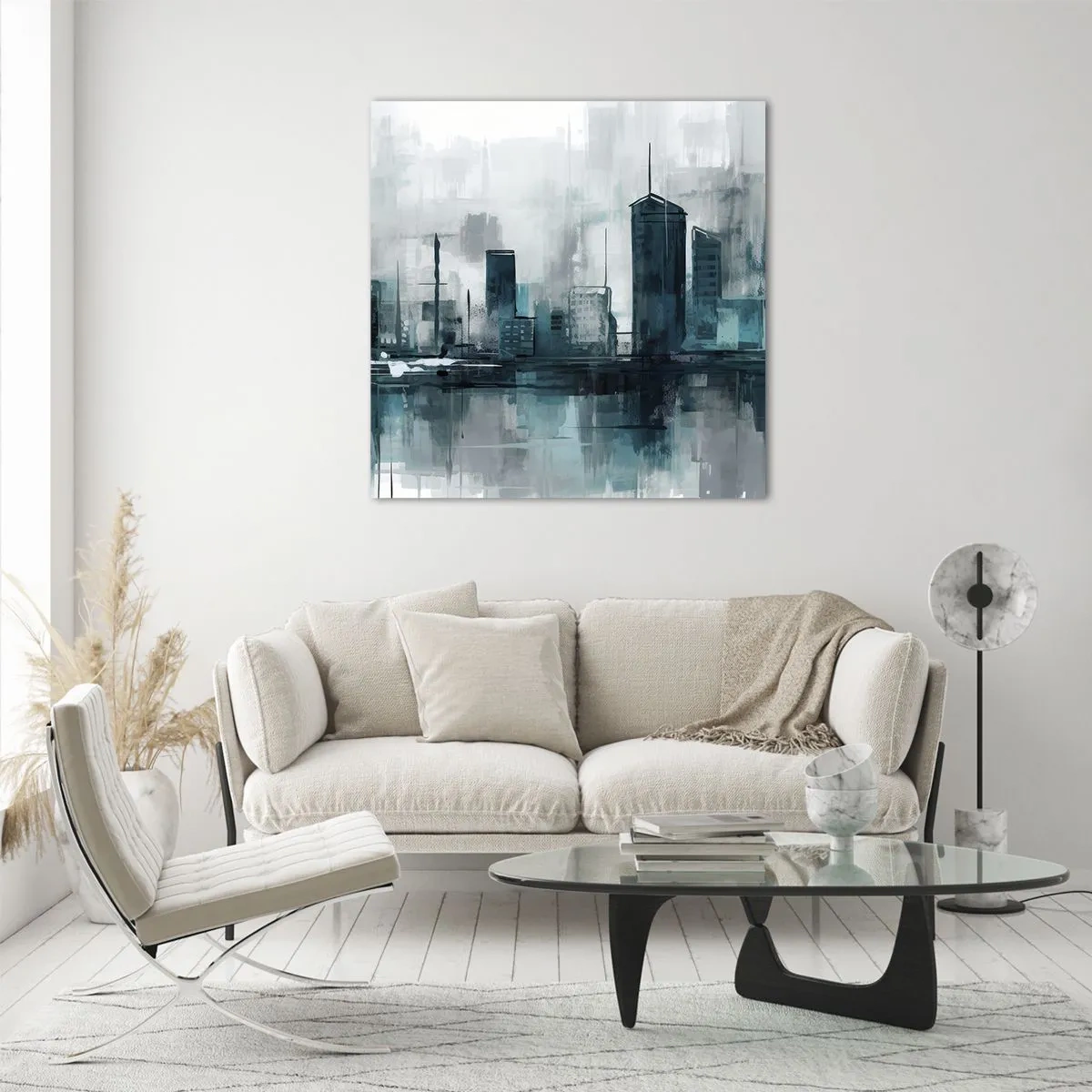 Glasbild - Bild auf glas - Eine Stadt in der Farbe des Regens - 60x60 cm