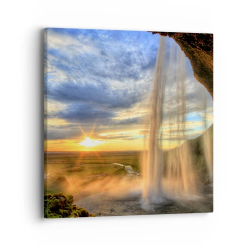 Bild auf Leinwand - Leinwandbild - Die Welt hinter einem Schleier aus Tropfen - 40x40 cm