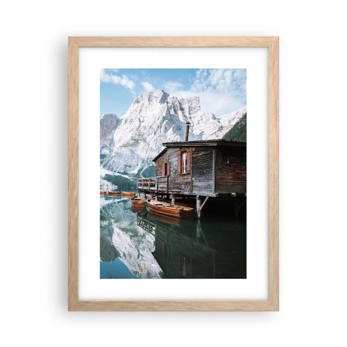 Poster in einem Rahmen aus heller Eiche - Kristallklarer Bergmorgen - 30x40 cm