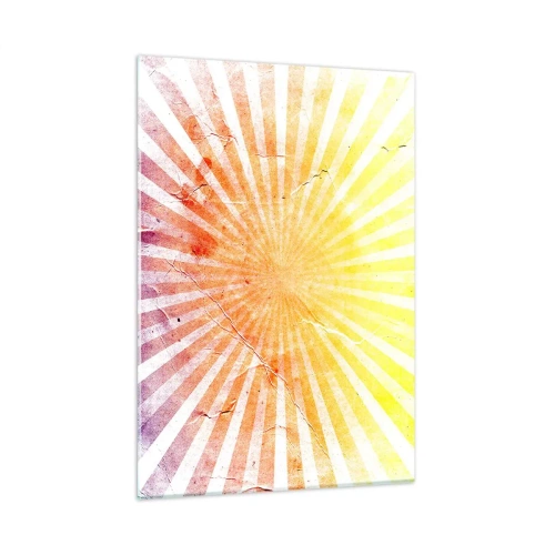 Glasbild - Bild auf glas - Strahlen der aufgehenden oder untergehenden Sonne im Retro-Stil - 50x70cm - Sonnenaufgänge und Sonnenuntergänge - Moderne Wanddekoration für Wohnzimmer und Schlafzimmer ARTTOR