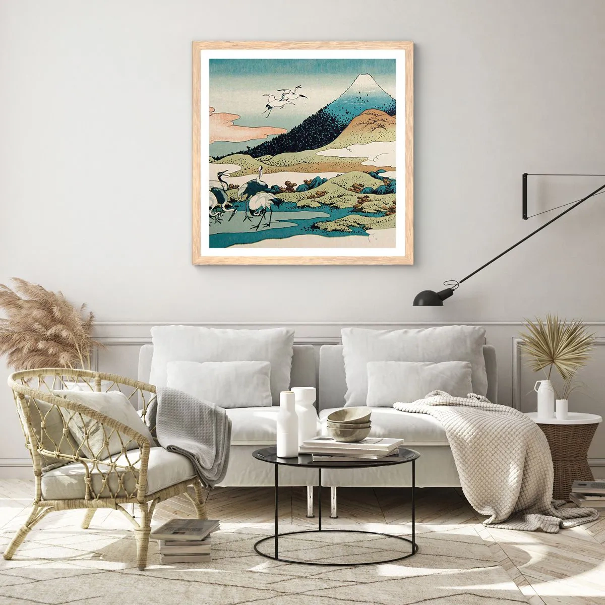 Poster in einem Rahmen aus heller Eiche - Im japanischen Geist - 40x40 cm