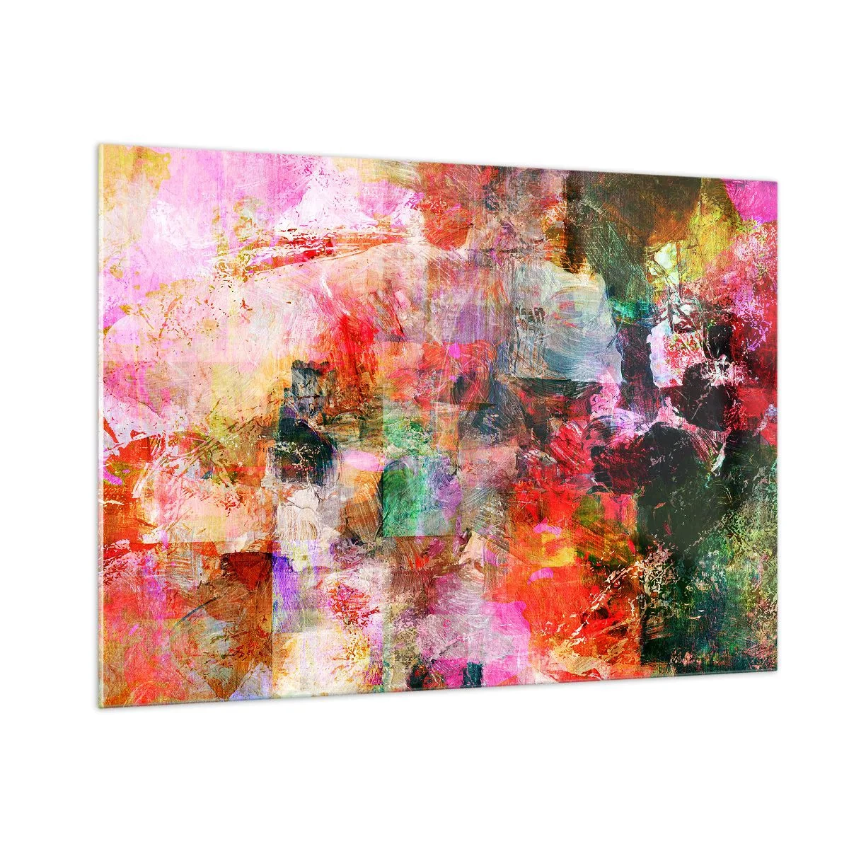 Glasbild - Bild auf glas - Bunte Abstraktion mit intensiven Farben - 100x70cm - Eine Reise durch die Rosen - Moderne Wanddekoration für Wohnzimmer und Schlafzimmer ARTTOR