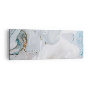 Bild auf Leinwand - Leinwandbild - Abstrakte Wellen in Blau- und Weißtönen - 140x50cm - Das Weiß wird erhoben - Moderne Wanddekoration für Wohnzimmer und Schlafzimmer ARTTOR