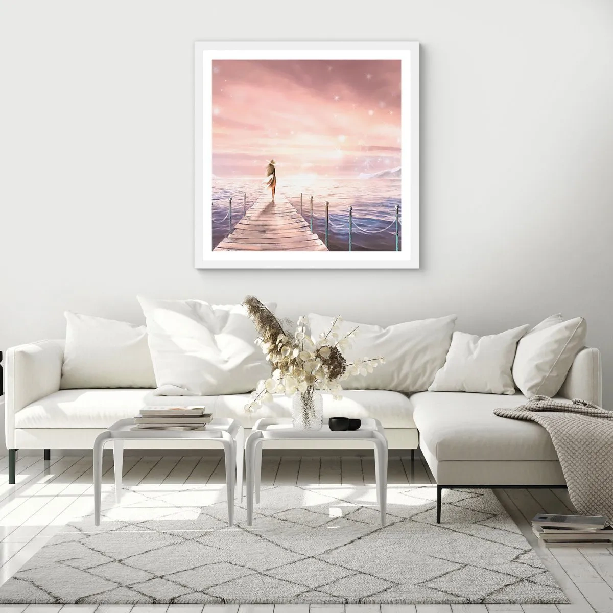Poster in einem weißen Rahmen - Im Licht eines Traums - 40x40 cm