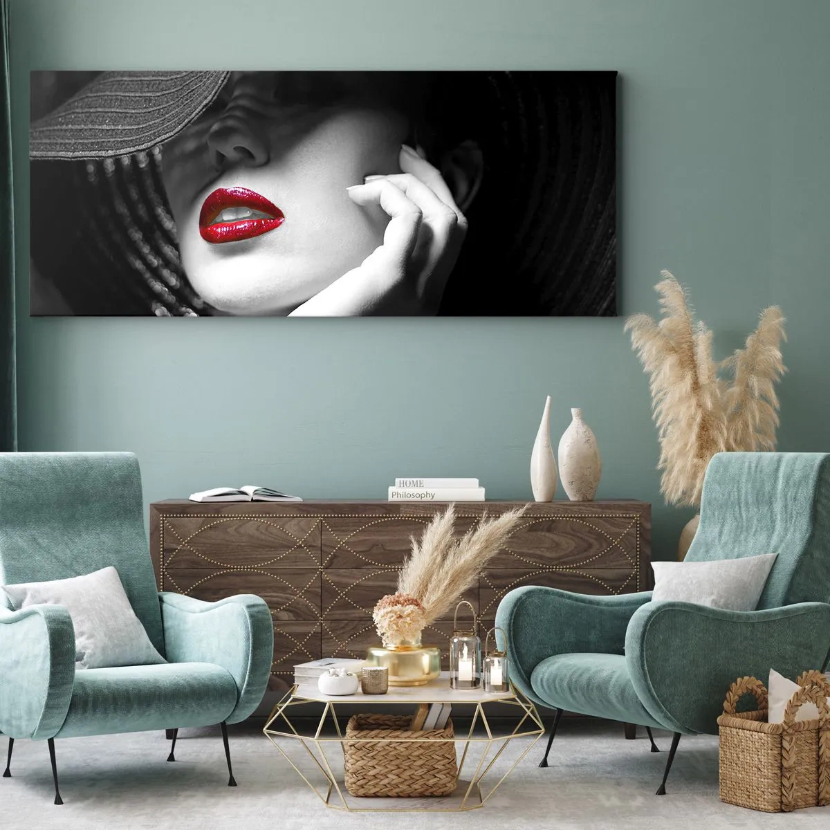 Bild auf Leinwand - Leinwandbild - Eine Studie in Scharlachrot - 100x40 cm
