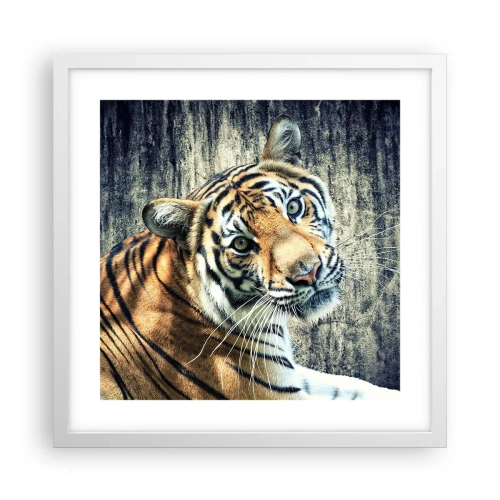 Poster in einem weißen Rahmen - Portrait in Lichtstrahlen - 40x40 cm