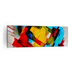 Bild auf Leinwand - Leinwandbild - Abstrakte geometrische Komposition in lebendigen Farben - 160x50cm - Ein bunter Interleaver - Moderne Wanddekoration für Wohnzimmer und Schlafzimmer ARTTOR