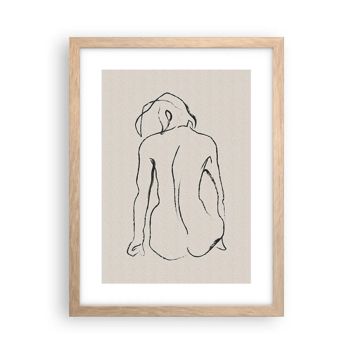 Poster in einem Rahmen aus heller Eiche - Mädchenakt - 30x40 cm