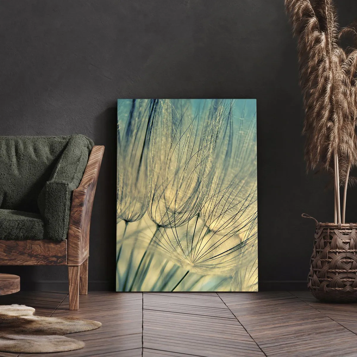 Bild auf Leinwand - Leinwandbild - Makrofotografie von Löwenzahn bei Tageslicht - 50x70cm - In Erwartung des Windes - Moderne Wanddekoration für Wohnzimmer und Schlafzimmer ARTTOR