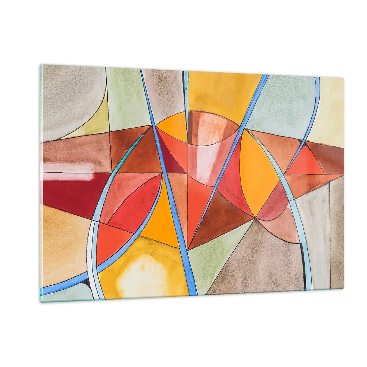 Glasbild - Bild auf glas - Bunte Abstraktion mit geometrischen Formen - 120x80cm - Das Karussell, das Traumkarussell - Moderne Wanddekoration für Wohnzimmer und Schlafzimmer ARTTOR