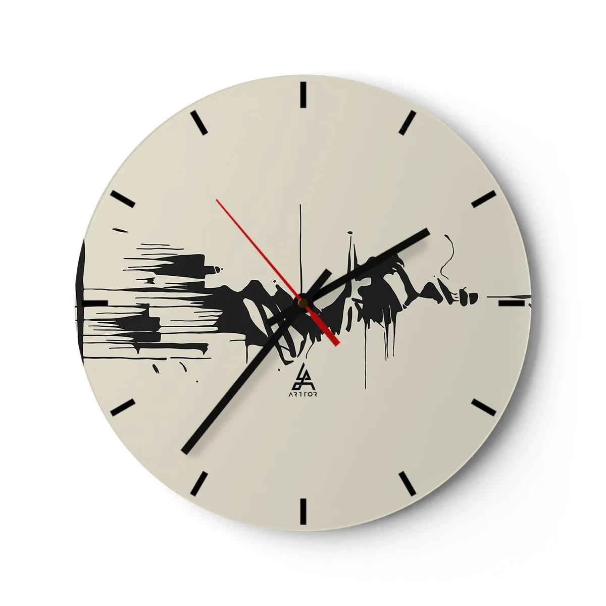 Wanduhr - Glasuhr - Hastige Abstraktion - 40x40 cm