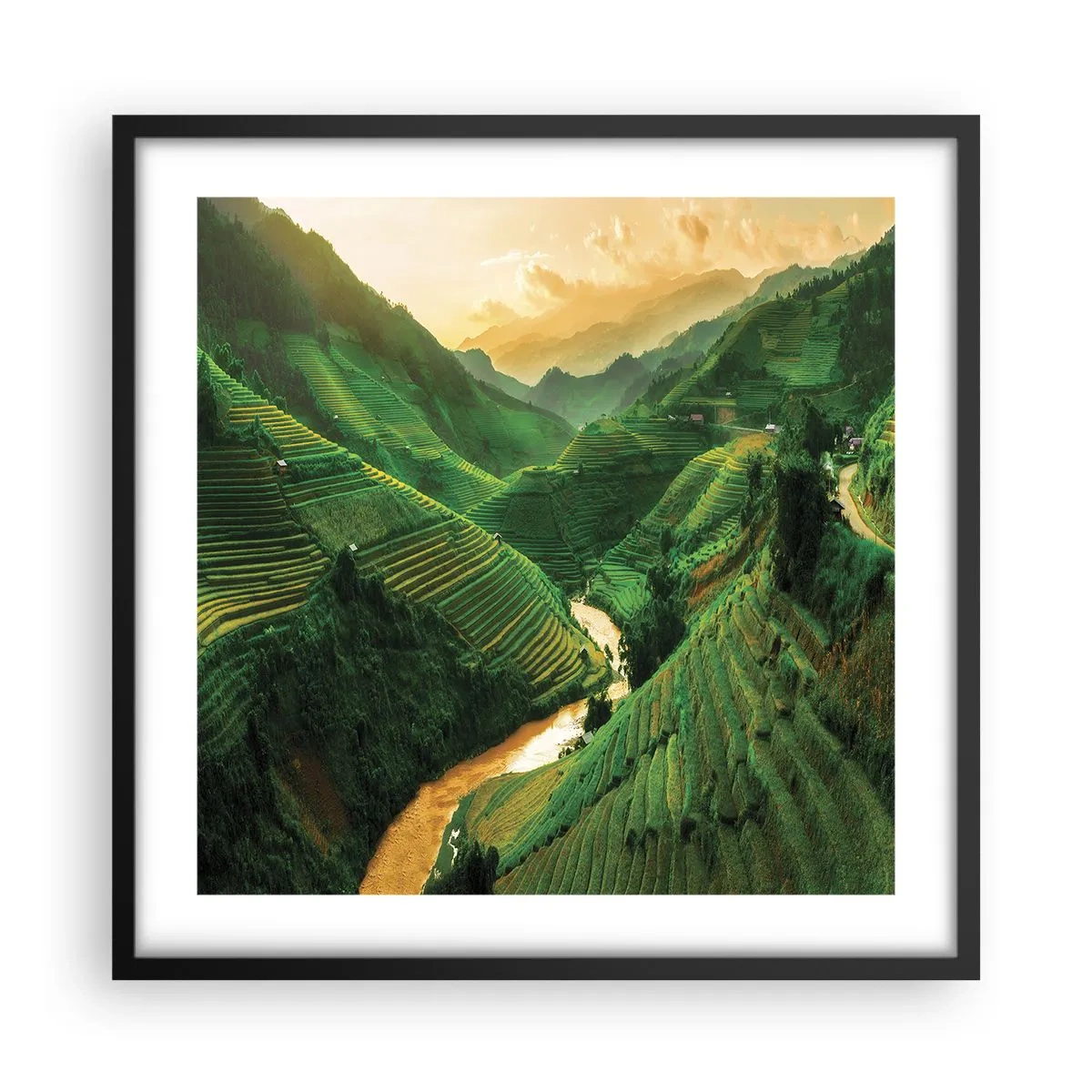 Poster in einem schwarzem Rahmen - Vietnamesisches Tal - 50x50 cm
