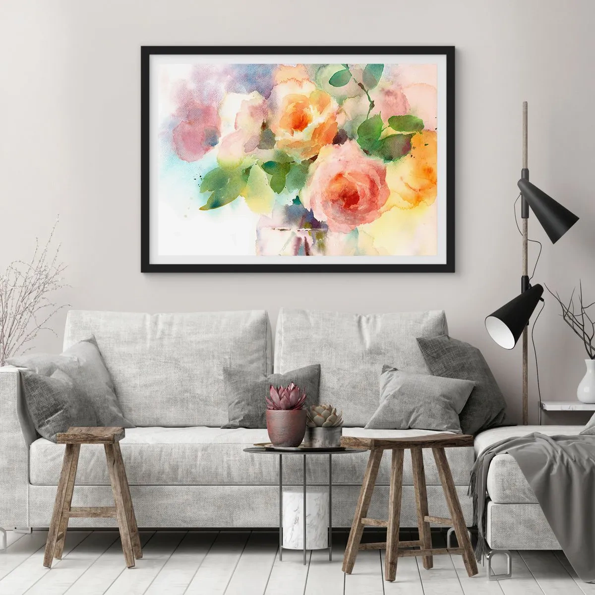 Poster in einem schwarzem Rahmen - Zart wie Aquarell - 40x30 cm