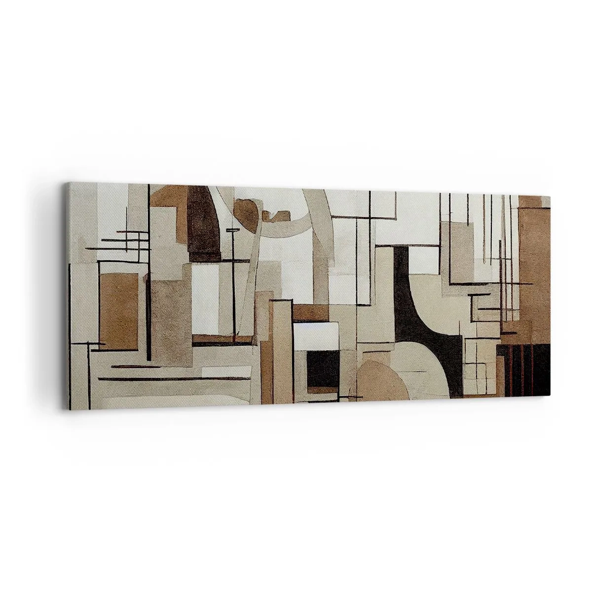 Bild auf Leinwand - Leinwandbild - Architektonische Abstraktion in Beige und Braun - 120x50cm - Stadtbild 2.0 - Moderne Wanddekoration für Wohnzimmer und Schlafzimmer ARTTOR