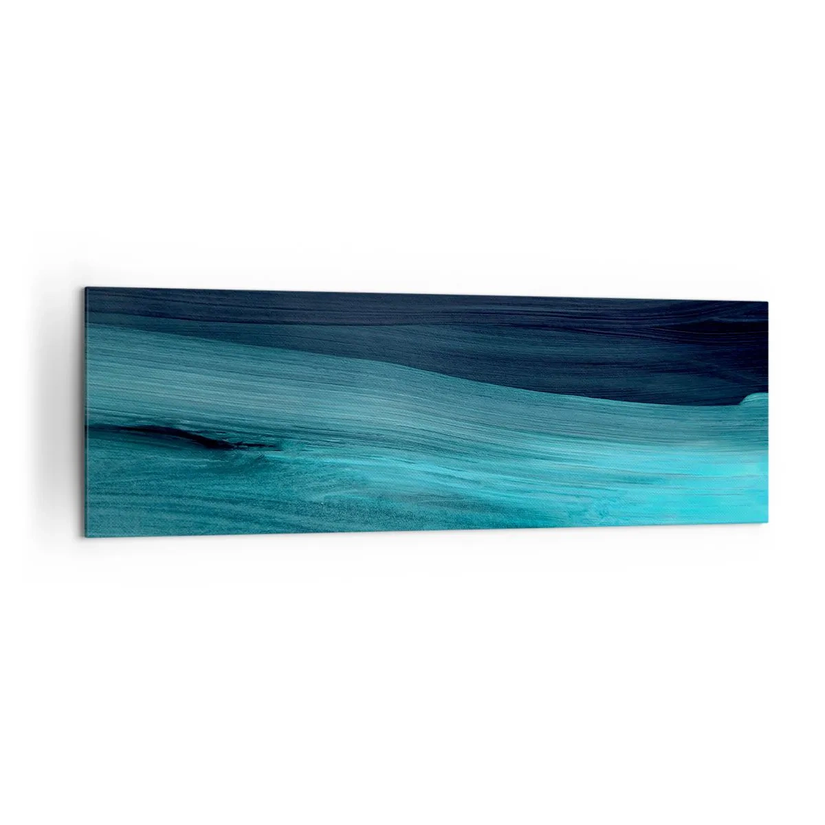 Bild auf Leinwand - Leinwandbild - Dezente abstrakte Wellen in dunklen Blautönen - 160x50cm - Gehen Sie mit dem Strom - Moderne Wanddekoration für Wohnzimmer und Schlafzimmer ARTTOR