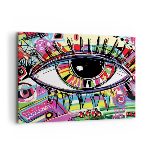 Bild auf Leinwand - Leinwandbild - Buntes abstraktes Graffiti-Auge - 100x70cm - Buntes Auge - bunte Seele - Moderne Wanddekoration für Wohnzimmer und Schlafzimmer ARTTOR
