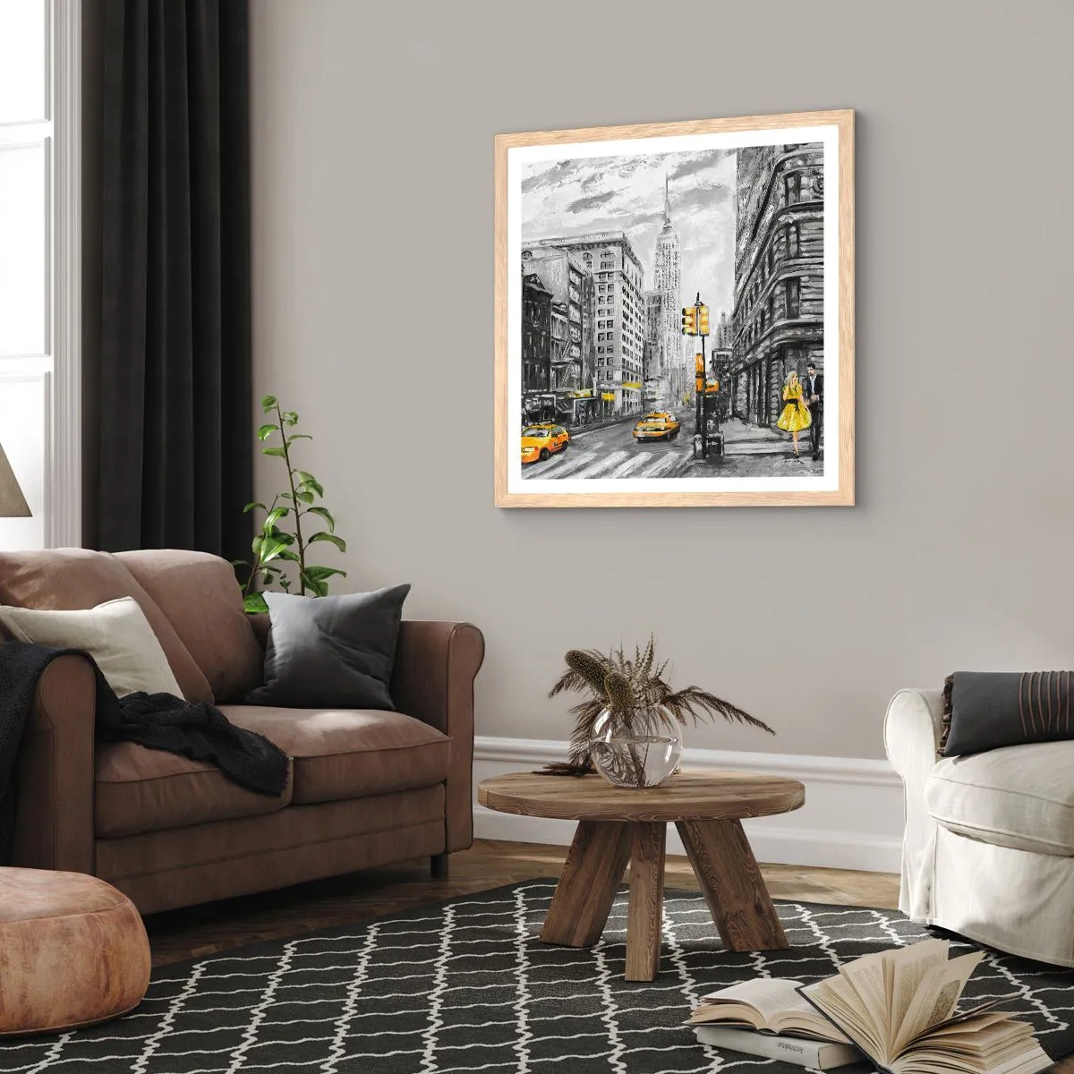 Poster in einem Rahmen aus heller Eiche - Eine New Yorker Geschichte - 30x30 cm